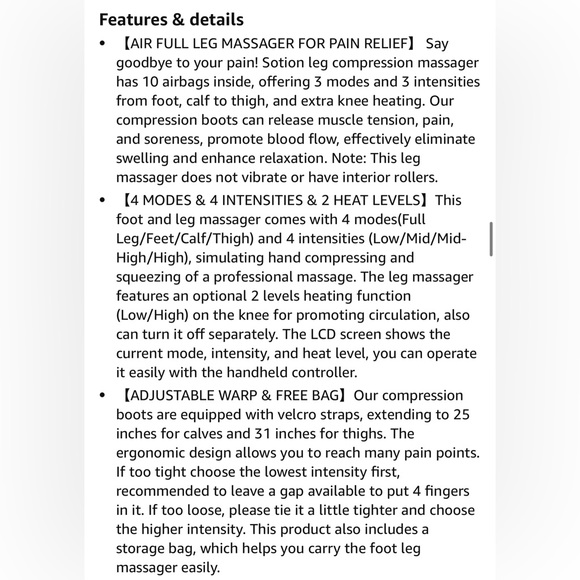 Leg Massager with Heat, Air Compression Leg Massager for Circulation and Relaxat - Picture 6 of 6